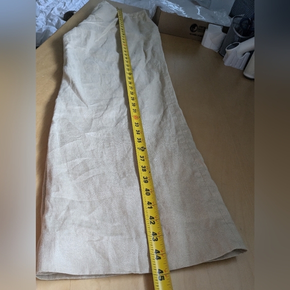 LAUREN RALPH LAUREN Devrouax 100% Linen Wide Leg Pant Size 14W Beige Color - Picture 9 of 10